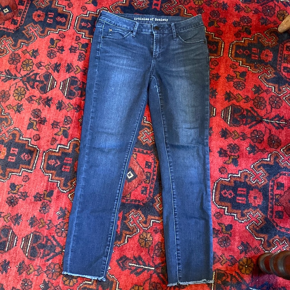 Articles of society, dark blue jeans with a RAW hem, 26